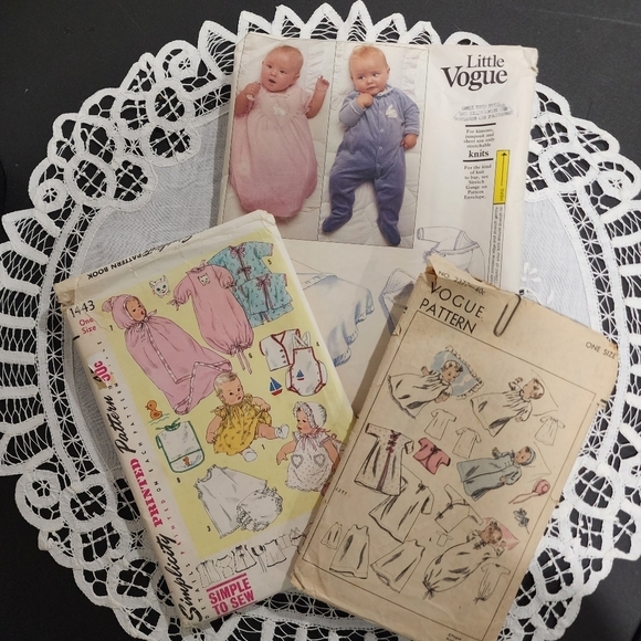 Vintage Vogue, Little Vogue, and Simplicity Infant Clothing Patterns - Lot of 3 - Picture 1 of 16